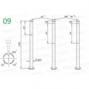 ASP-D50,8-09-LT четырехсторонняя стойка с отверстием для фиксатора створки и 6 отверстиями (угол 90 и 180 град.)