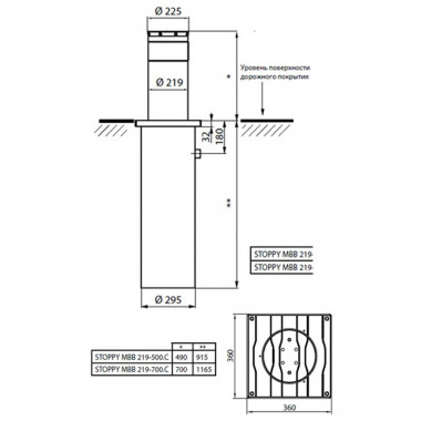 BFT STOPPY MBB/ DACOTA 220/500 боллард электромеханический из нерж. стали с подсветкой