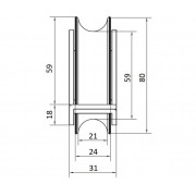 CAME WSO 824 (1700039) Колесо с подшипником, полукруглое сечение, D-80, с внутренним кронштейном, до 300 кг