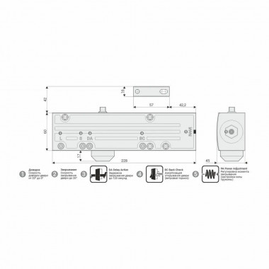NOTEDO DC-050-150 DA+BC PRO (белый) доводчик дверной механогидравлический, накладной NOTEDO DC-050-150 DA+BC PRO (белый) доводчик дверной механогидравлический, накладной